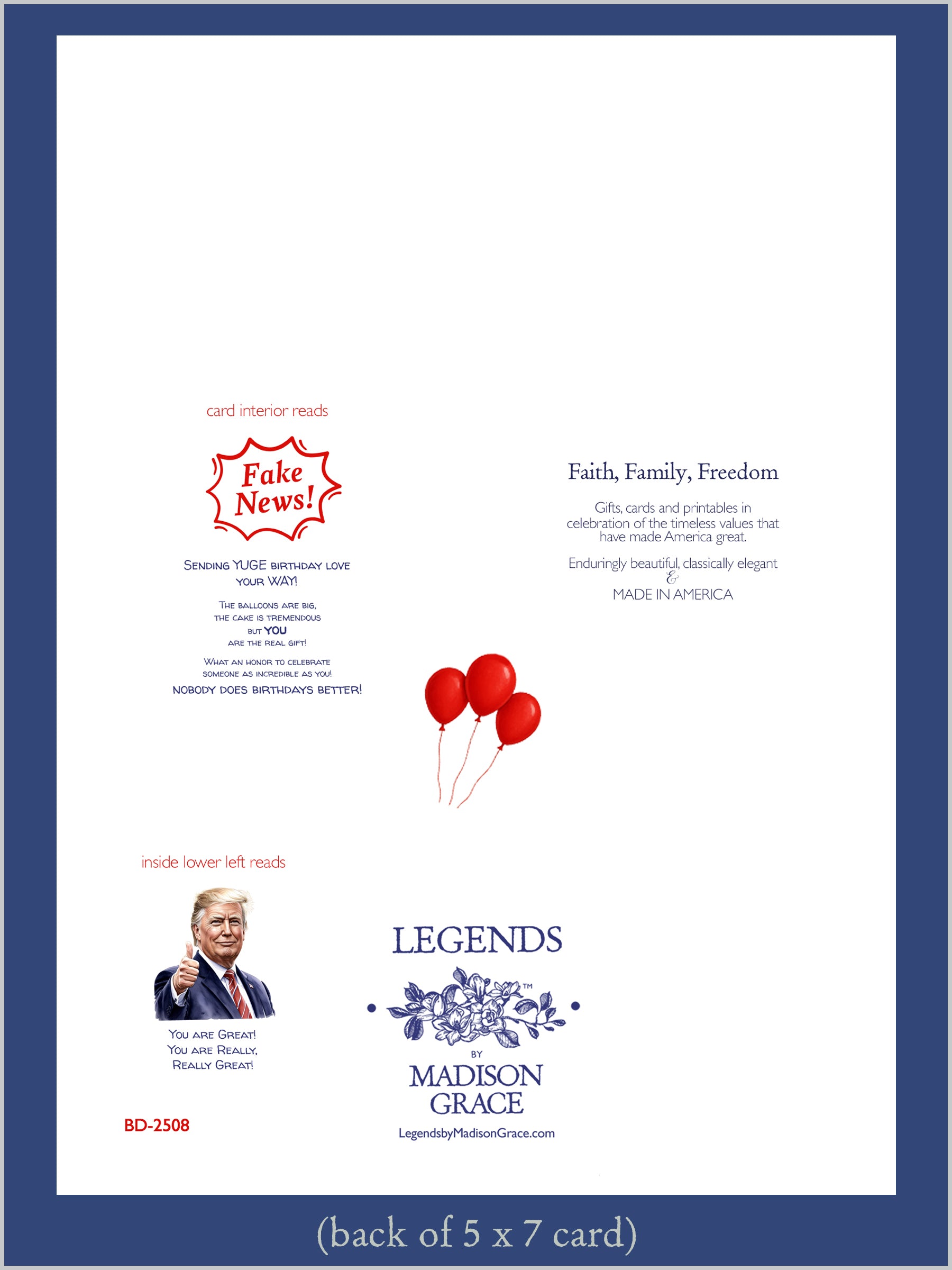 Birthday Greeting Card ~ Trump says "Birthdays are Overrated!"